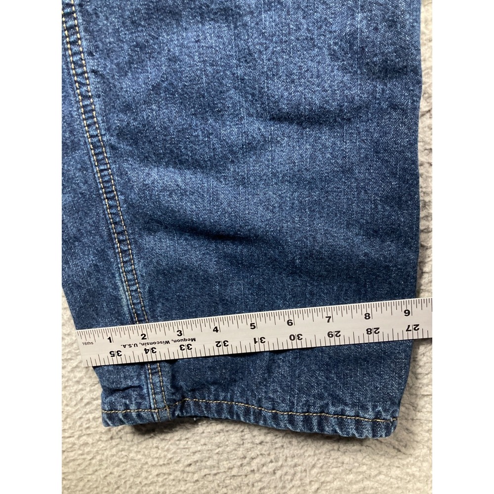 Cabela's Casuals Flannel Lined Jeans Women 14 Long Blue Denim Plaid Insulated - Picture 10 of 16